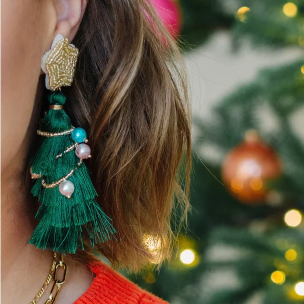 Christmas Tree Tassel Earrings